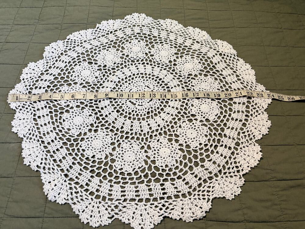 Crochet Lace Round Doily White
